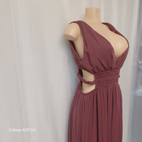 Rue21 Pink and Purple Ruched Pleated Maxi Gown Size L - Picture 5 of 11